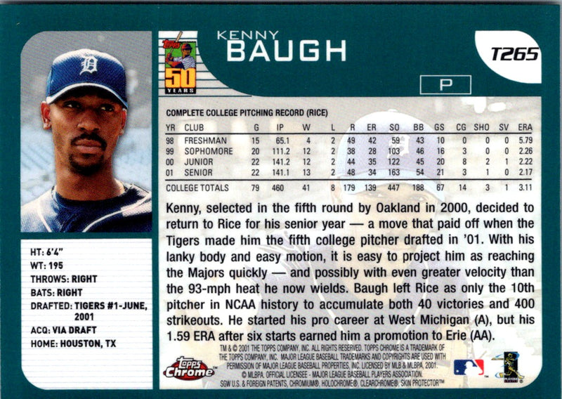 2001 Topps Traded & Rookies Chrome Kenny Baugh