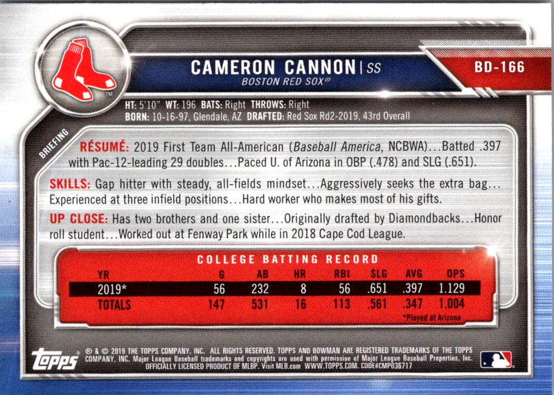 2019 Bowman Draft Cameron Cannon