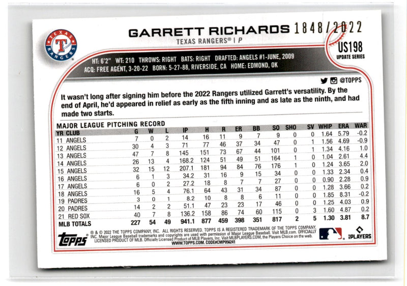 2022 Topps Gold Garrett Richards