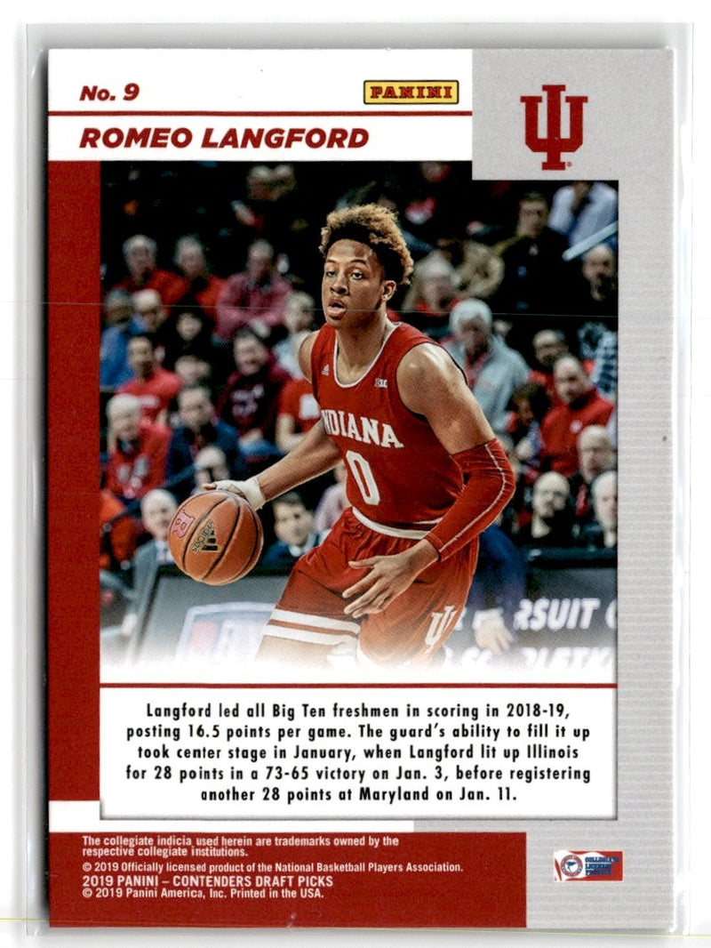 2019 Panini Contenders Draft Picks Game Day Ticket Romeo Langford