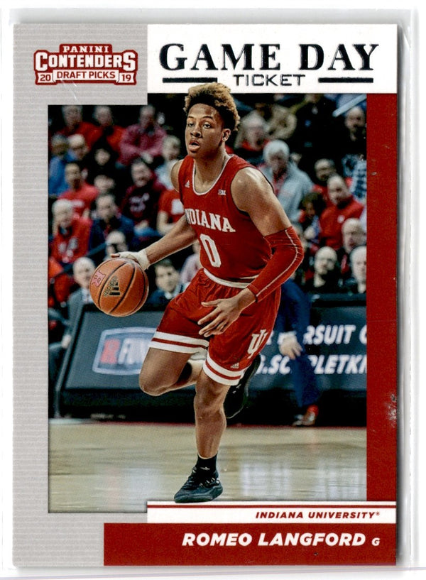 2019 Panini Contenders Draft Picks Game Day Ticket Romeo Langford #9