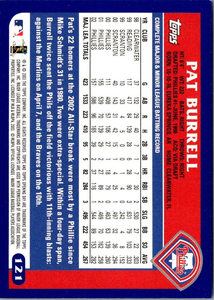 2003 Topps Opening Day Pat Burrell