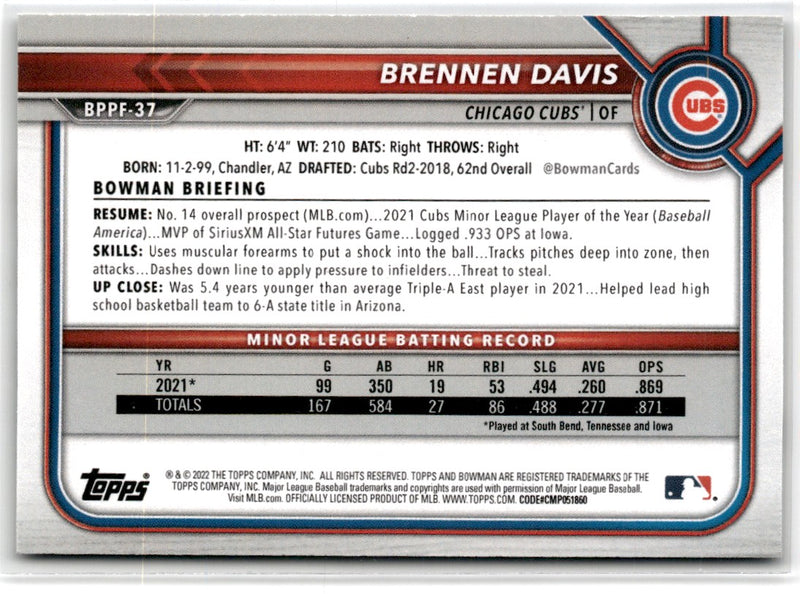 2022 Bowman 1st Edition Brennen Davis