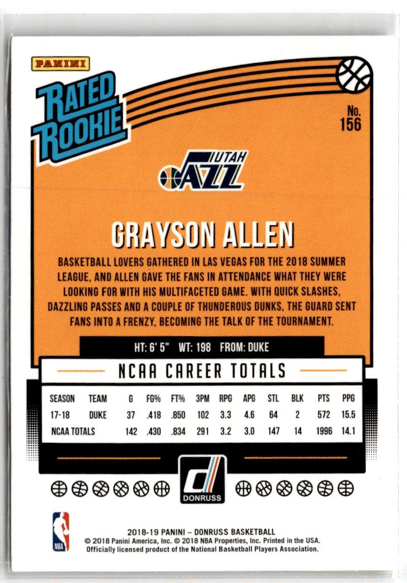 2018 Donruss Holo Orange Laser Grayson Allen