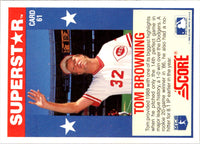 1989 Score Baseball's 100 Hottest Players Tom Browning #61