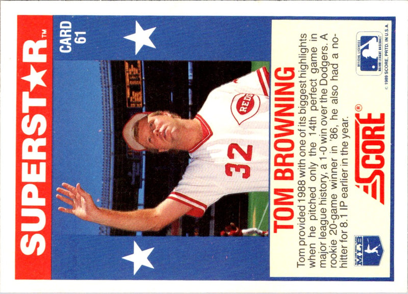 1989 Score Baseball's 100 Hottest Players Tom Browning