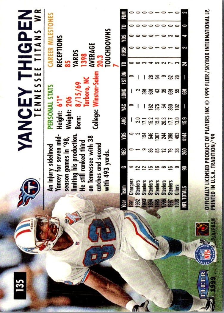 1999 Fleer Tradition Yancey Thigpen