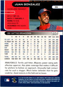 2002 Stadium Club Juan Gonzalez