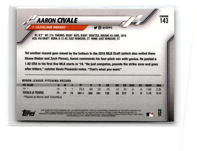 2020 Topps Chrome Aaron Civale