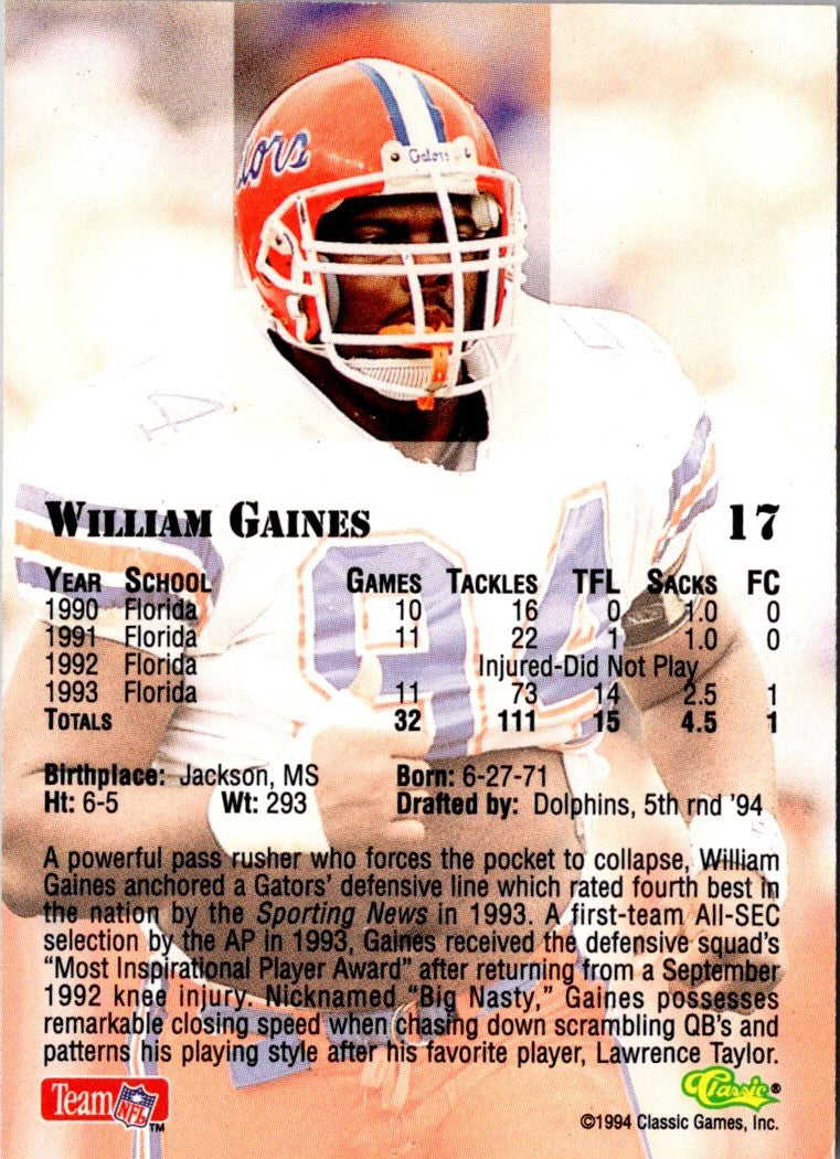 1994 Classic NFL Draft William Gaines