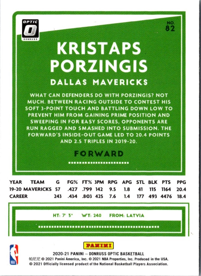 2020 Donruss Optic Blue Kristaps Porzingis