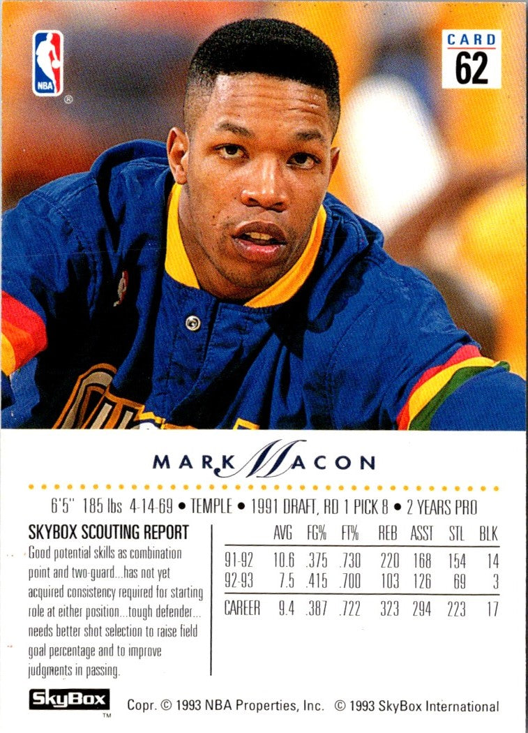 1993 SkyBox Mark Macon