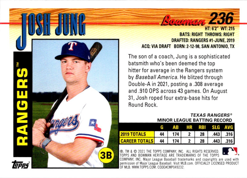 2021 Bowman Heritage Josh Jung