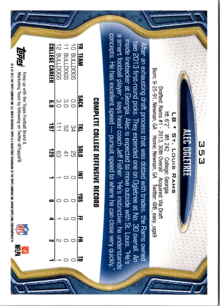 2013 Topps Base Rookie Alec Ogletree