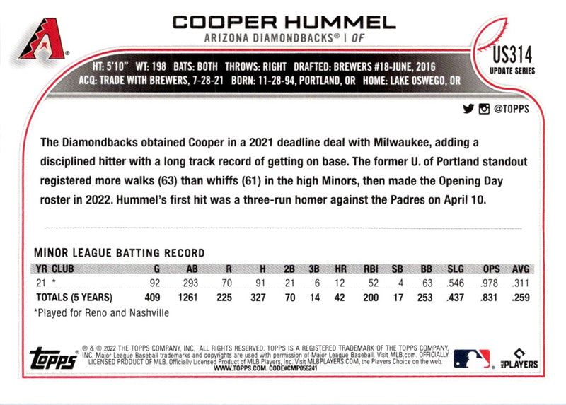 2022 Topps Update Cooper Hummel