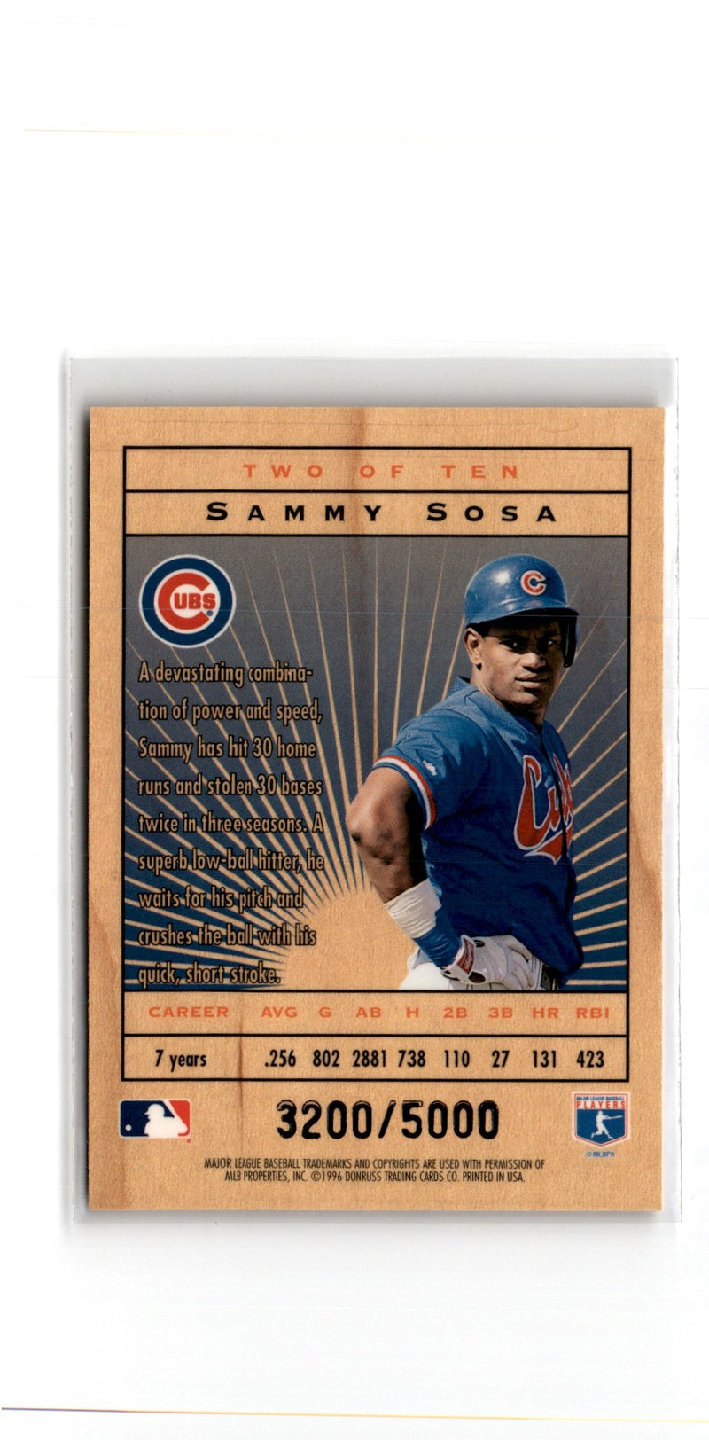 1996 Leaf Limited Lumberjacks Sammy Sosa