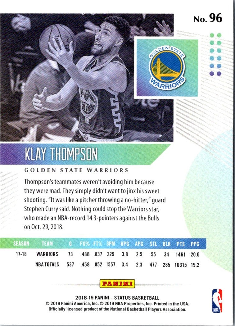 2018 Panini Status Blue Klay Thompson