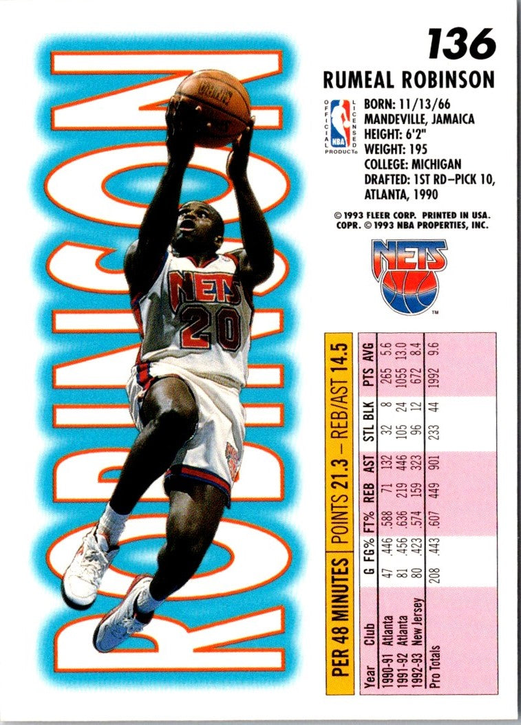 1993 Fleer Rumeal Robinson
