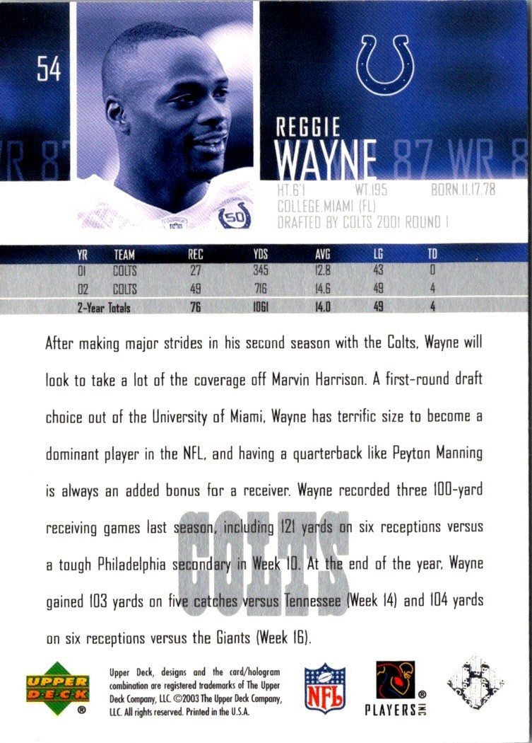 2003 Upper Deck Reggie Wayne