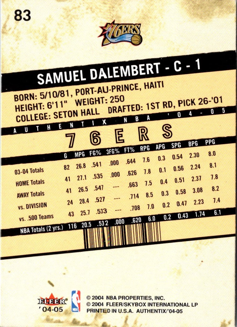 2004 Fleer Authentix Samuel Dalembert