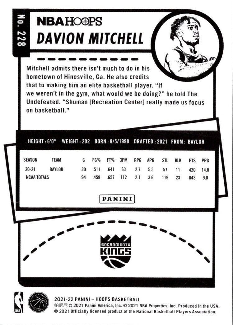 2021 Hoops Red Backs Davion Mitchell