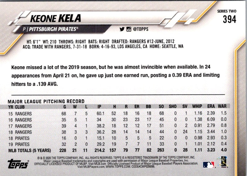 2020 Topps Keone Kela