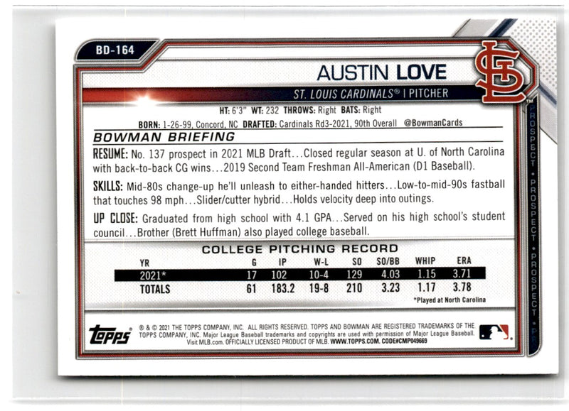 2021 Bowman Draft 1st Edition Austin Love