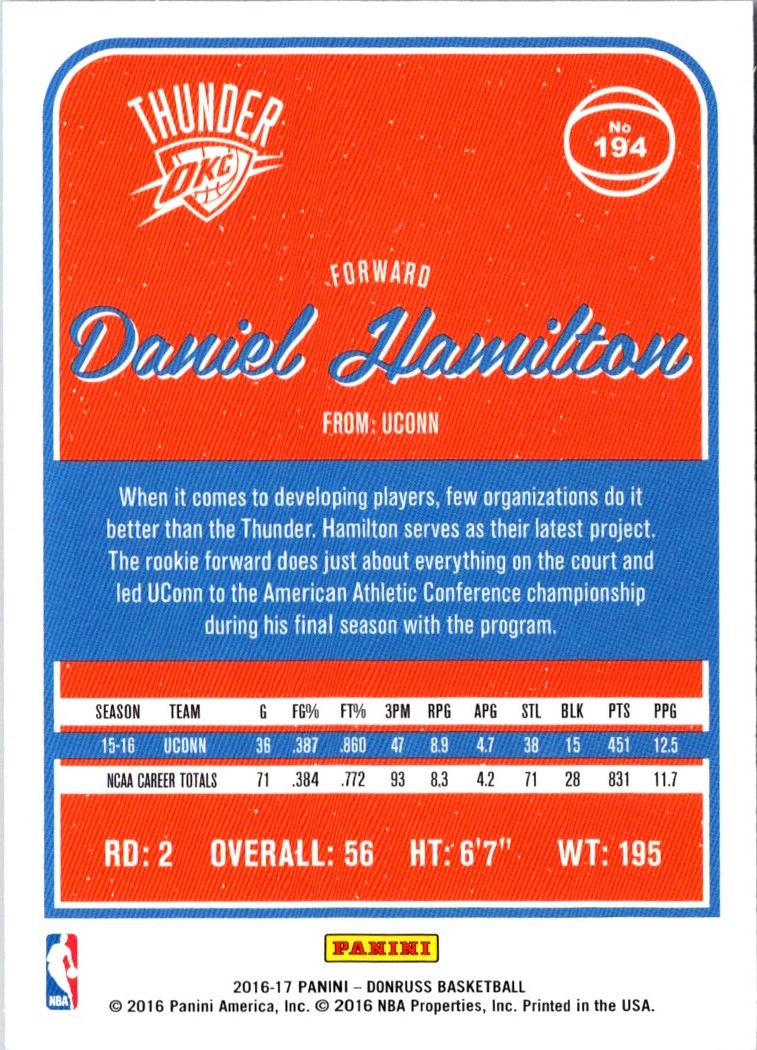 2016 Donruss Daniel Hamilton