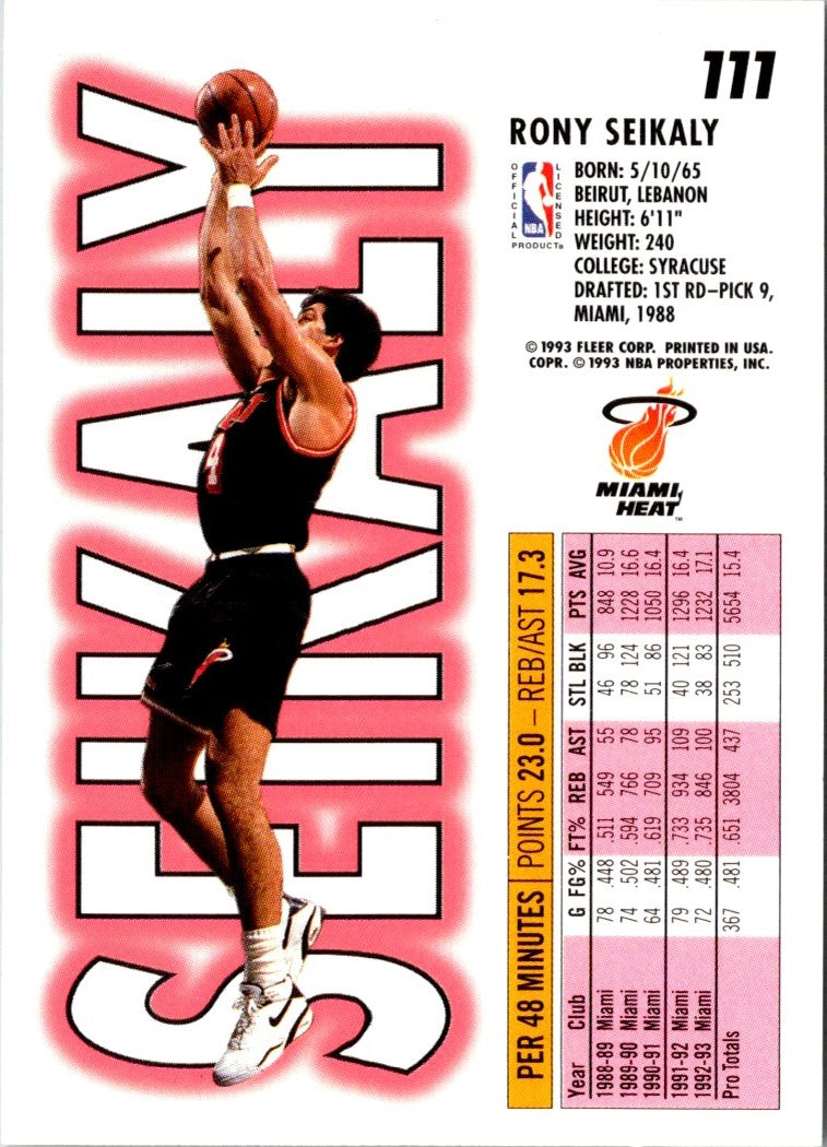 1993 Fleer Rony Seikaly