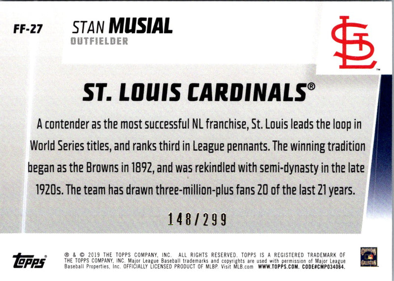 2019 Topps Franchise Feats Black Stan Musial