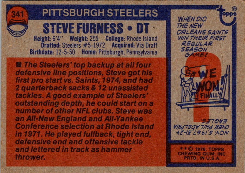 1976 Topps Steve Furness