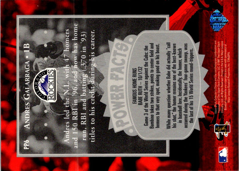 1997 Collector's Choice Premier Power Andres Galarraga