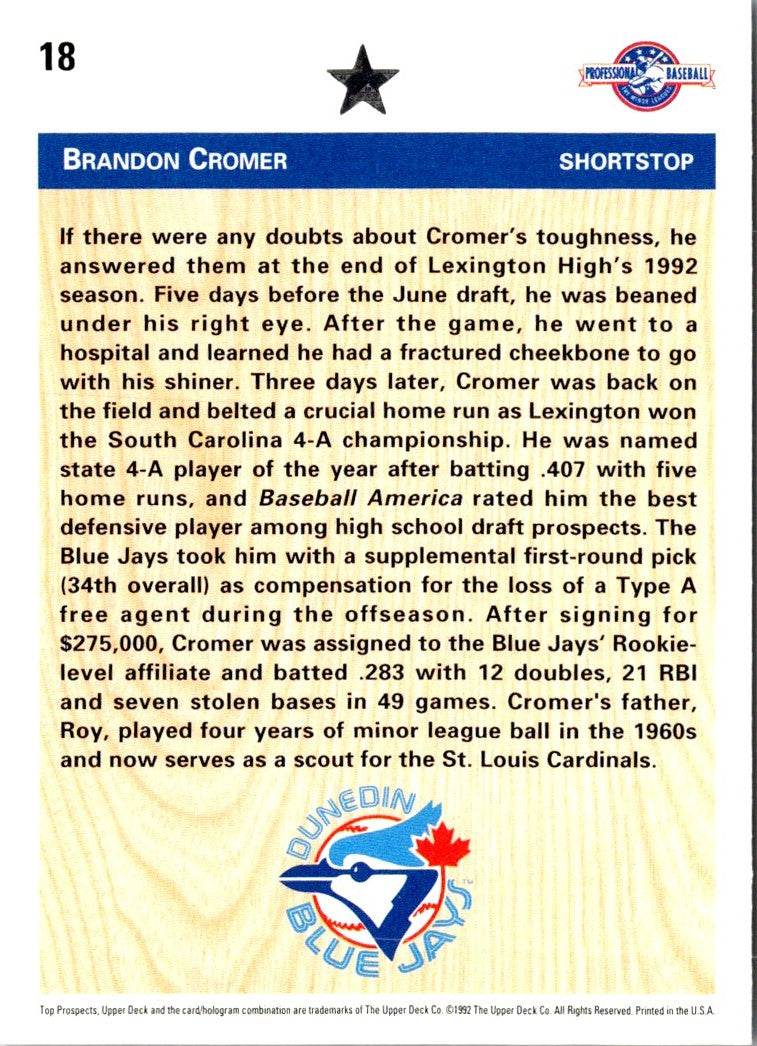 1992 Upper Deck Minors Brandon Cromer