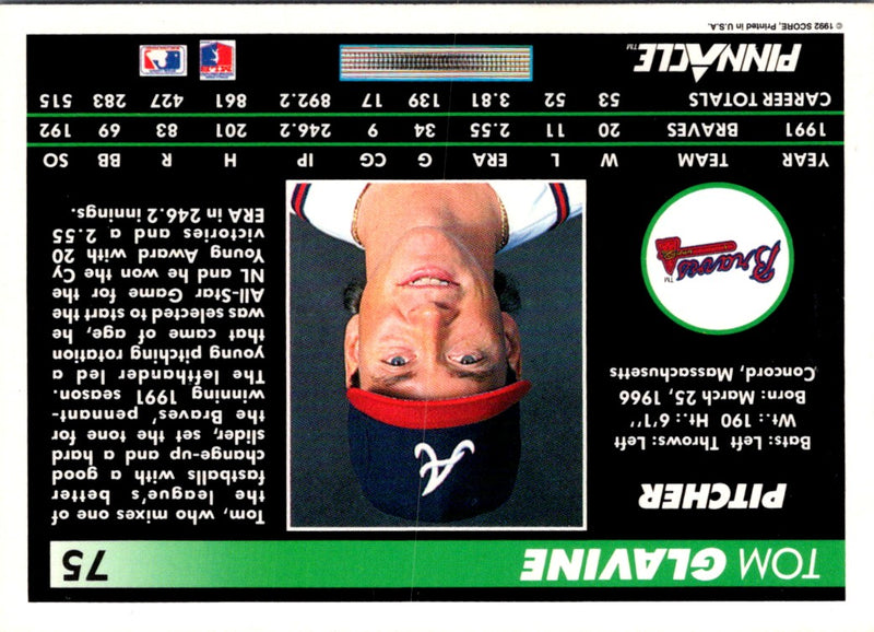 1992 Pinnacle Tom Glavine