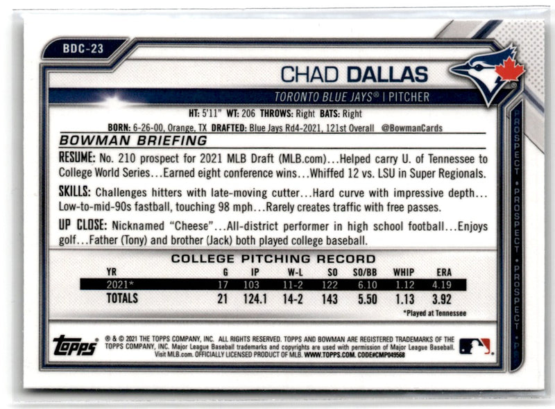 2021 Bowman Draft Chrome Chad Dallas