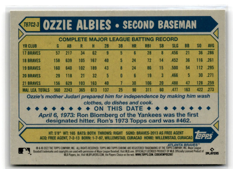 2022 Topps 1987 Baseball Chrome Ozzie Albies