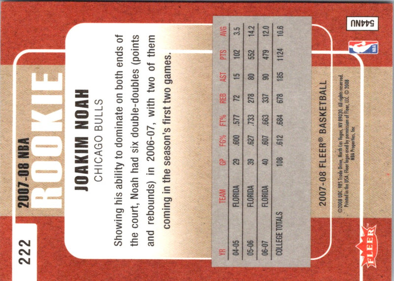 2007 Fleer Joakim Noah