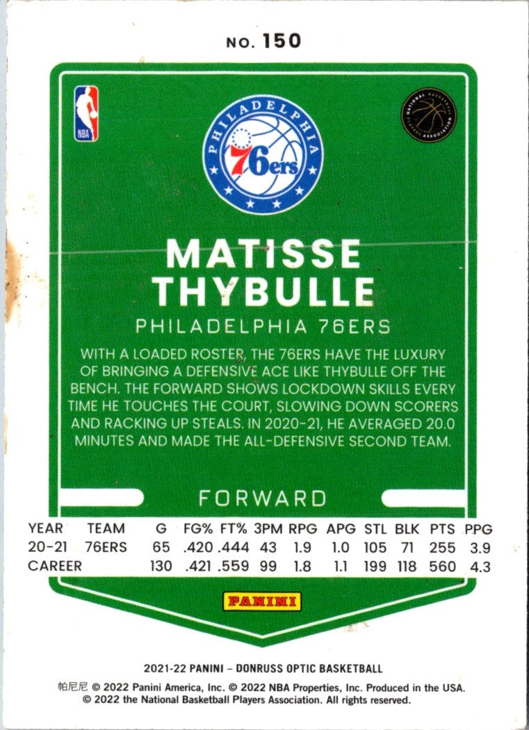 2021 Donruss Optic Blue Matisse Thybulle