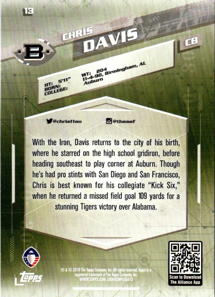 2019 Topps AAF Chris Davis