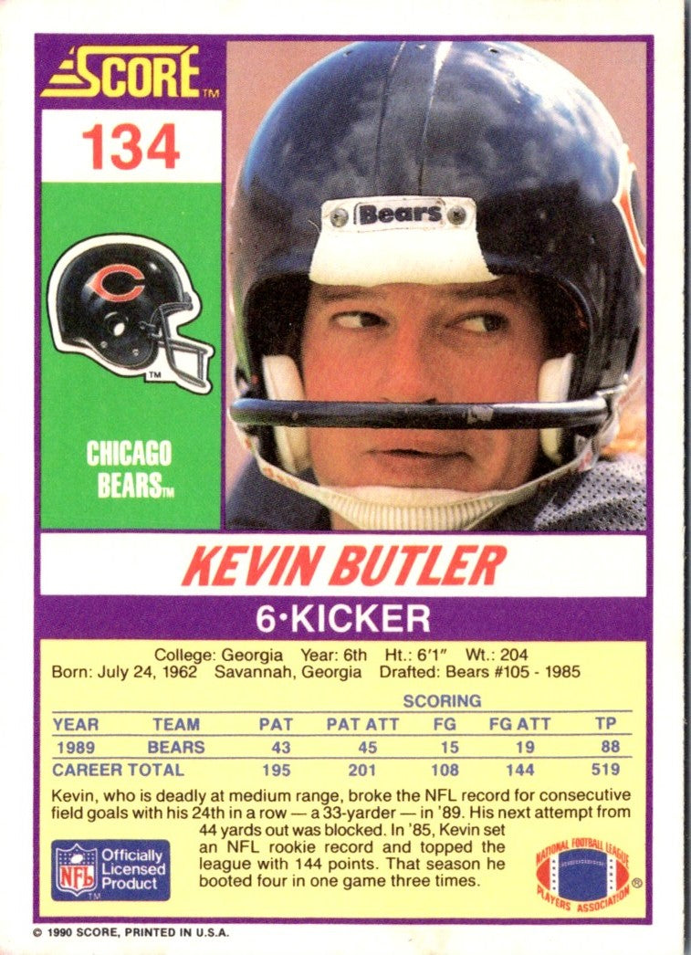 1990 Score Kevin Butler