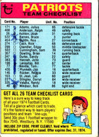 1974 Topps Team Checklists Checklist Washington Redskins #NNOB