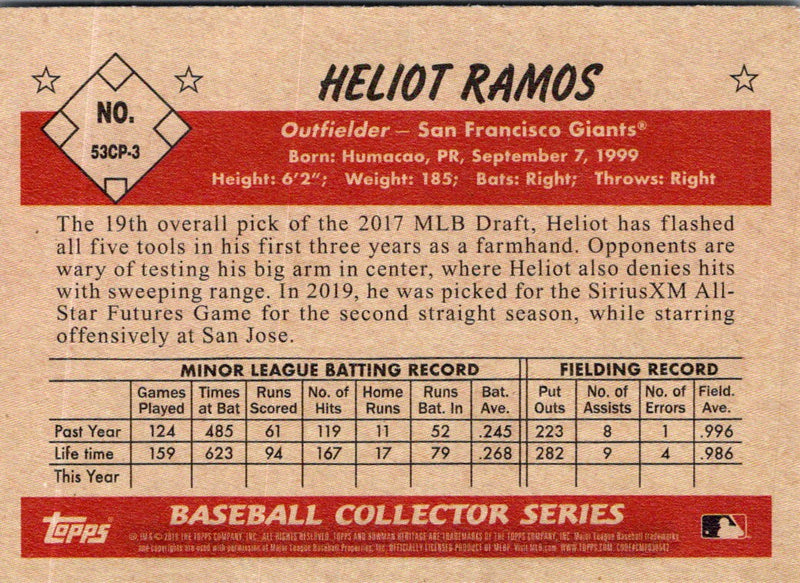 2019 Bowman Heritage Chrome Prospects Heliot Ramos