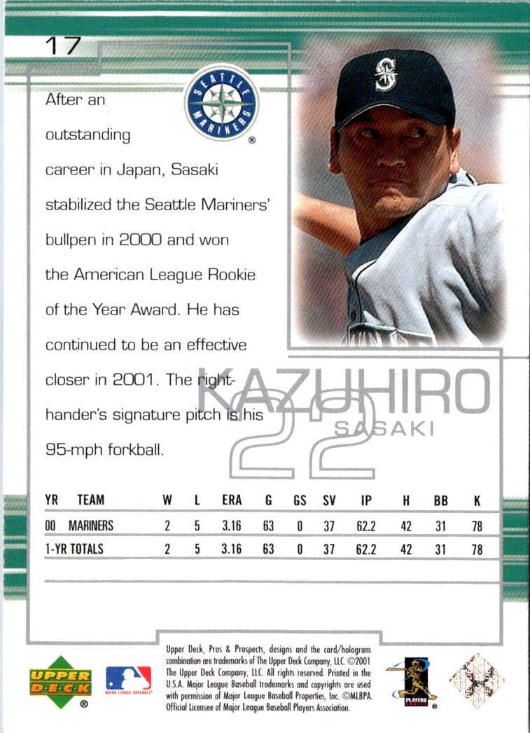 2001 Upper Deck Pros & Prospects Kazuhiro Sasaki