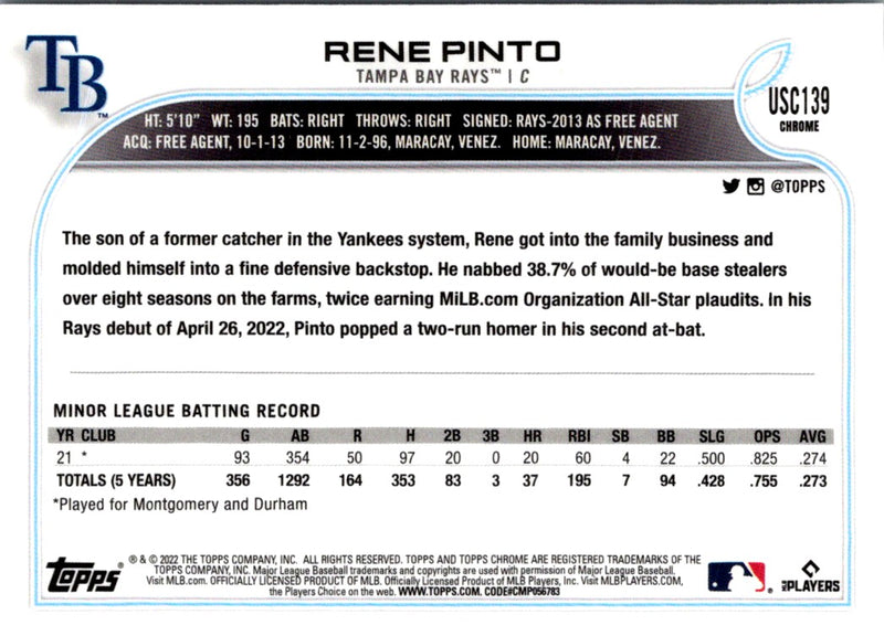 2022 Topps Chrome Update Rene Pinto