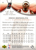 2005 SP Game Used Zach Randolph #82