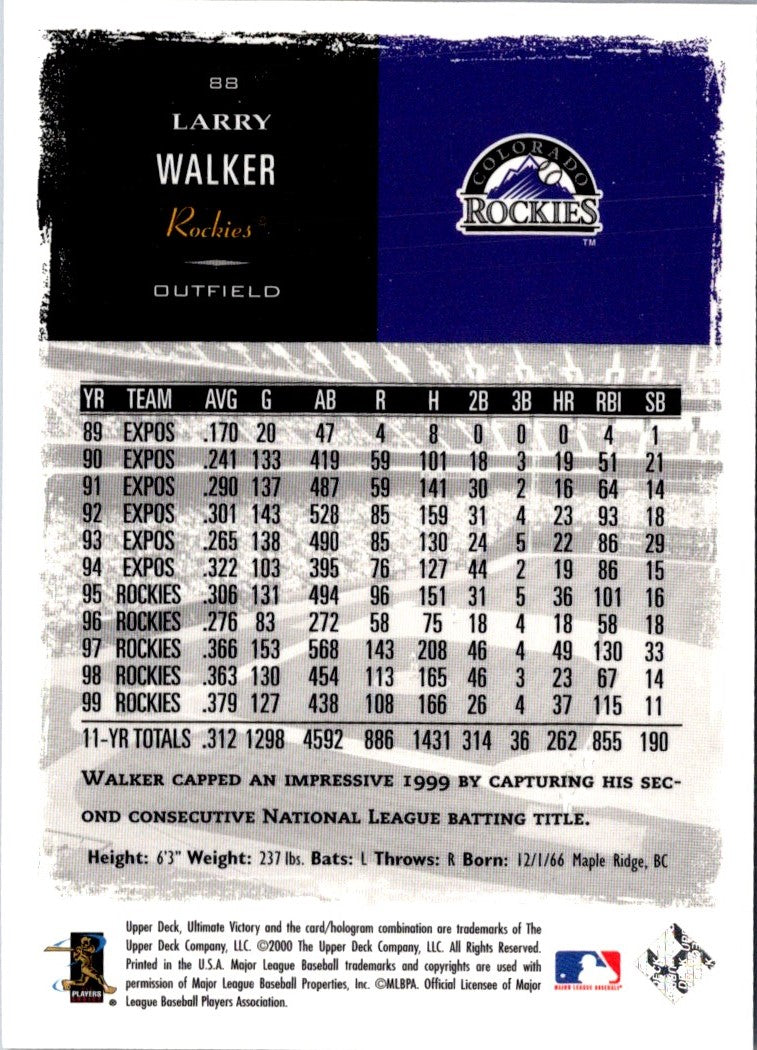 2000 Upper Deck Ultimate Victory Larry Walker