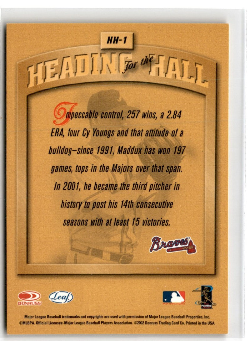 2002 Leaf Heading for the Hall Greg Maddux