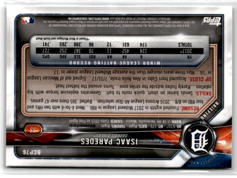 2018 Bowman Chrome Prospects Isaac Paredes