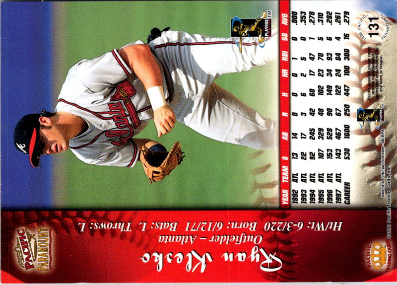1998 Pacific Paramount Copper Ryan Klesko