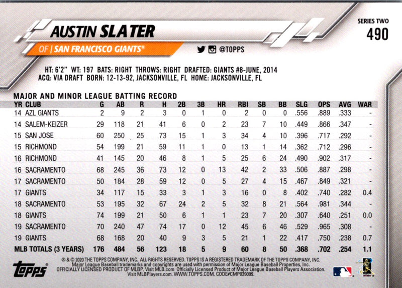 2020 Topps Austin Slater